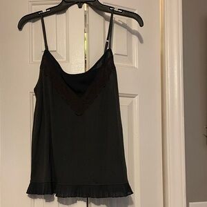 American Eagle Outfitters Black Camisole with Lace and Pleats